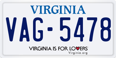 VA license plate VAG5478