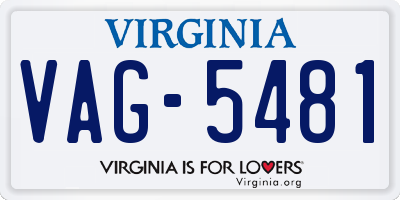VA license plate VAG5481
