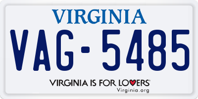 VA license plate VAG5485