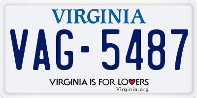 VA license plate VAG5487