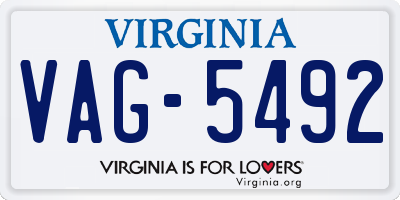 VA license plate VAG5492