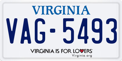 VA license plate VAG5493