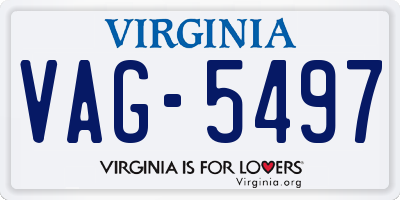 VA license plate VAG5497