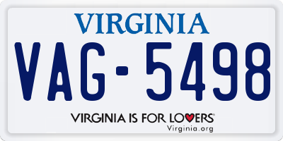 VA license plate VAG5498