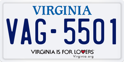 VA license plate VAG5501