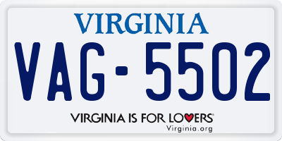 VA license plate VAG5502