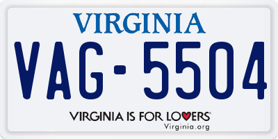 VA license plate VAG5504