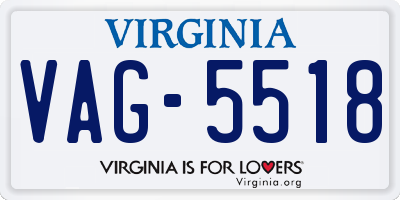 VA license plate VAG5518