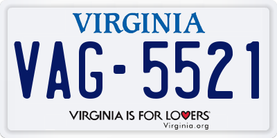 VA license plate VAG5521