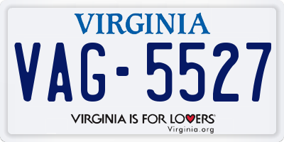 VA license plate VAG5527