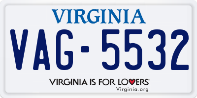 VA license plate VAG5532