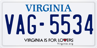VA license plate VAG5534
