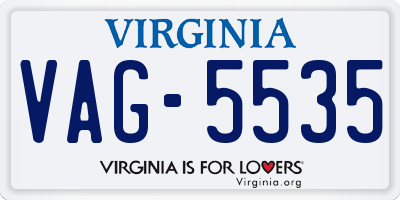 VA license plate VAG5535
