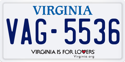 VA license plate VAG5536