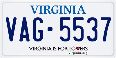 VA license plate VAG5537