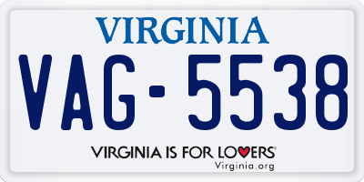 VA license plate VAG5538