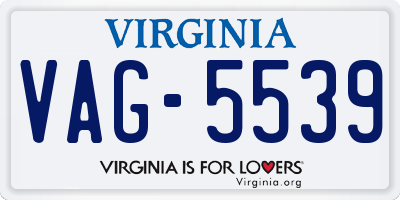 VA license plate VAG5539