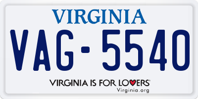 VA license plate VAG5540