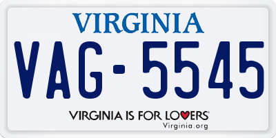 VA license plate VAG5545