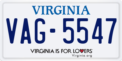VA license plate VAG5547