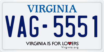 VA license plate VAG5551