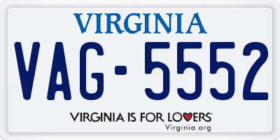 VA license plate VAG5552