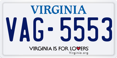 VA license plate VAG5553