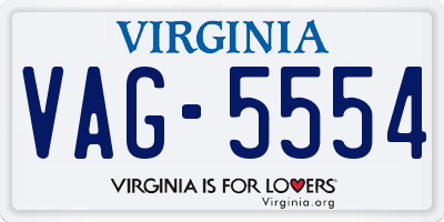 VA license plate VAG5554