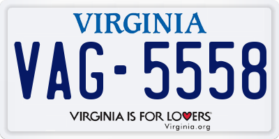 VA license plate VAG5558