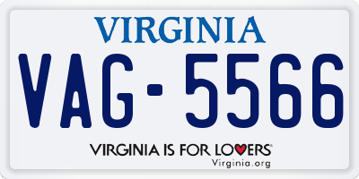 VA license plate VAG5566