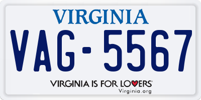 VA license plate VAG5567