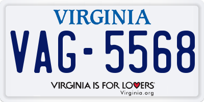 VA license plate VAG5568