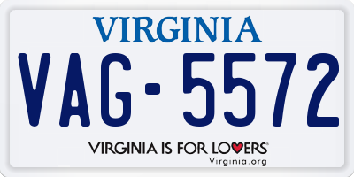 VA license plate VAG5572