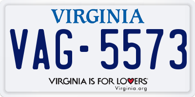 VA license plate VAG5573