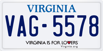 VA license plate VAG5578