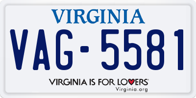 VA license plate VAG5581