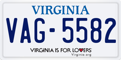 VA license plate VAG5582
