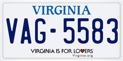 VA license plate VAG5583