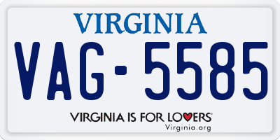 VA license plate VAG5585