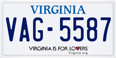 VA license plate VAG5587