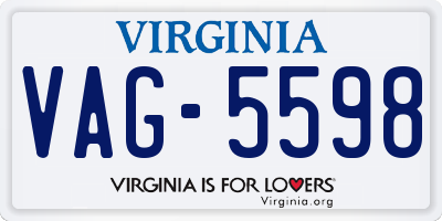 VA license plate VAG5598