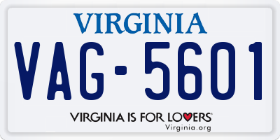 VA license plate VAG5601
