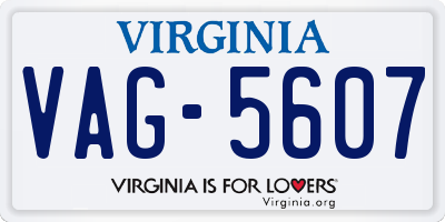 VA license plate VAG5607