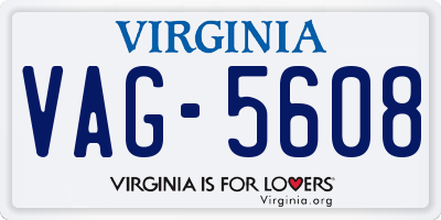 VA license plate VAG5608