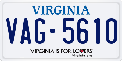 VA license plate VAG5610