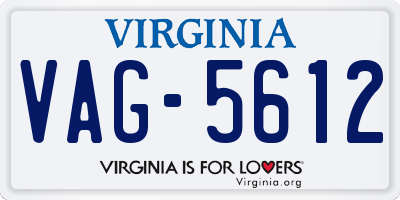 VA license plate VAG5612