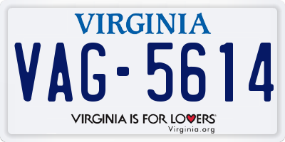 VA license plate VAG5614