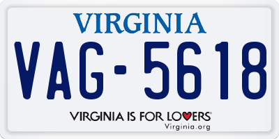 VA license plate VAG5618