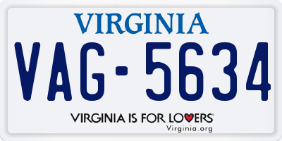 VA license plate VAG5634