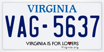 VA license plate VAG5637